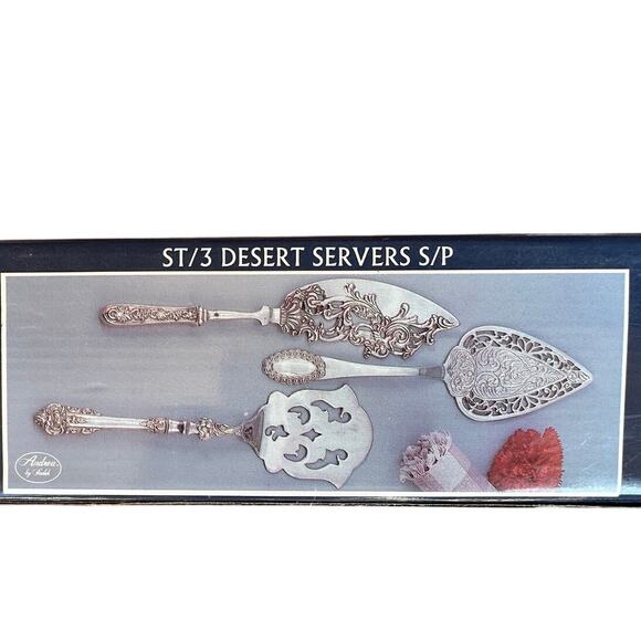 Andrea by Sadek Silver Plated Ornate Dessert Servers and Serving Spoons-Set of 6 - Picture 4 of 6